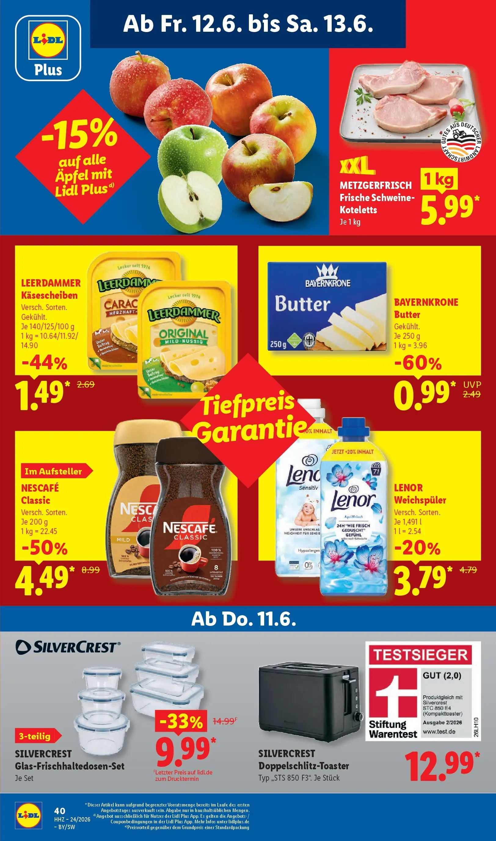 Lidl Prospekt Weikersheim (ab 07.06.2026) » Angebote online | Seite: 73 | Produkte: Lenor, Nescafe, Butter, Leerdammer Lidl Prospekt Weikersheim (ab 07.06.2026) zum Blättern » Angebote | Seite: 73 | Produkte: Lenor, Nescafe, Butter, Leerdammer