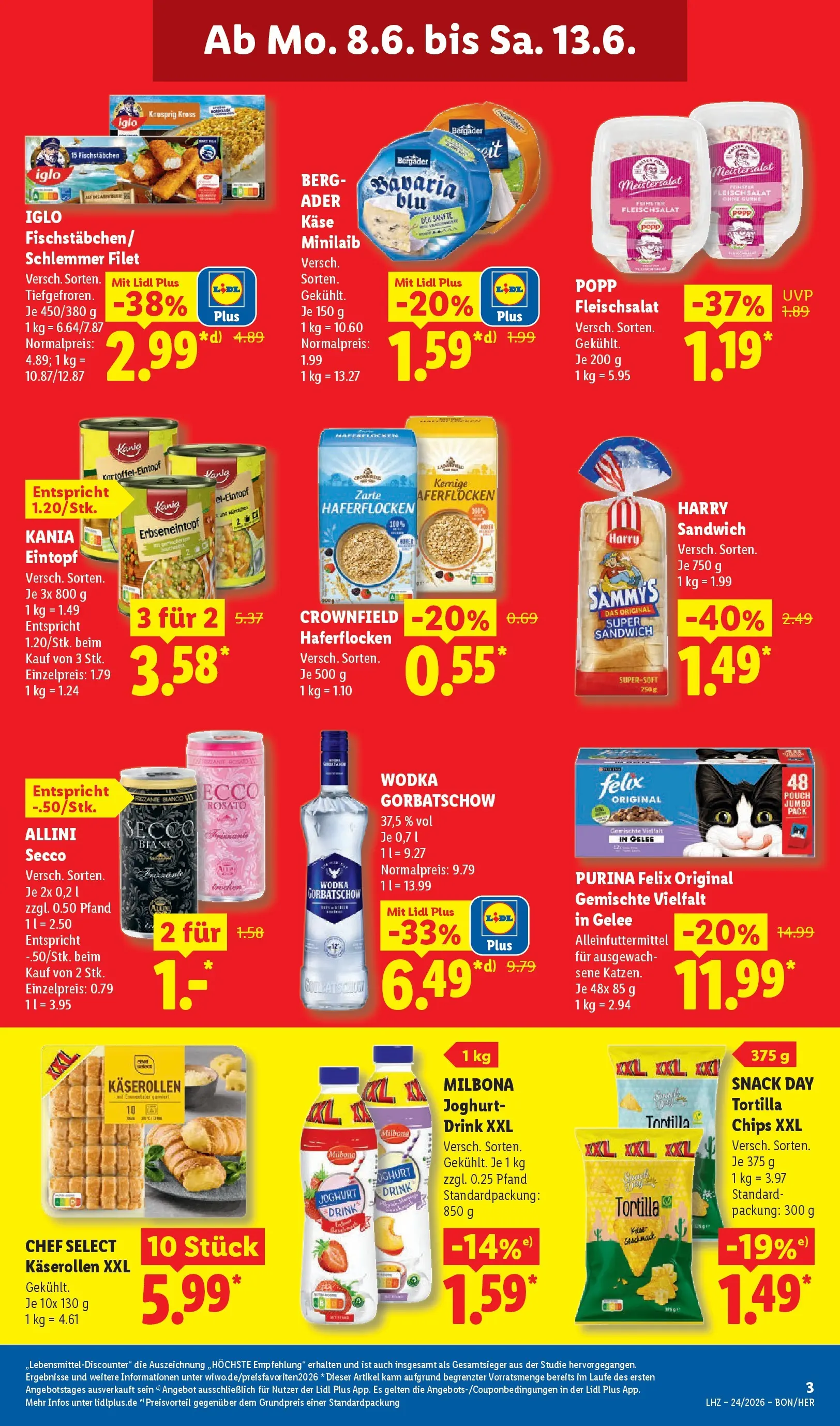 Lidl Prospekt Hagen (ab 07.06.2026) » Angebote online | Seite: 7 | Produkte: Käse, Joghurt, Wodka gorbatschow, Chips Lidl Prospekt Hagen (ab 07.06.2026) zum Blättern » Angebote | Seite: 7 | Produkte: Käse, Joghurt, Wodka gorbatschow, Chips