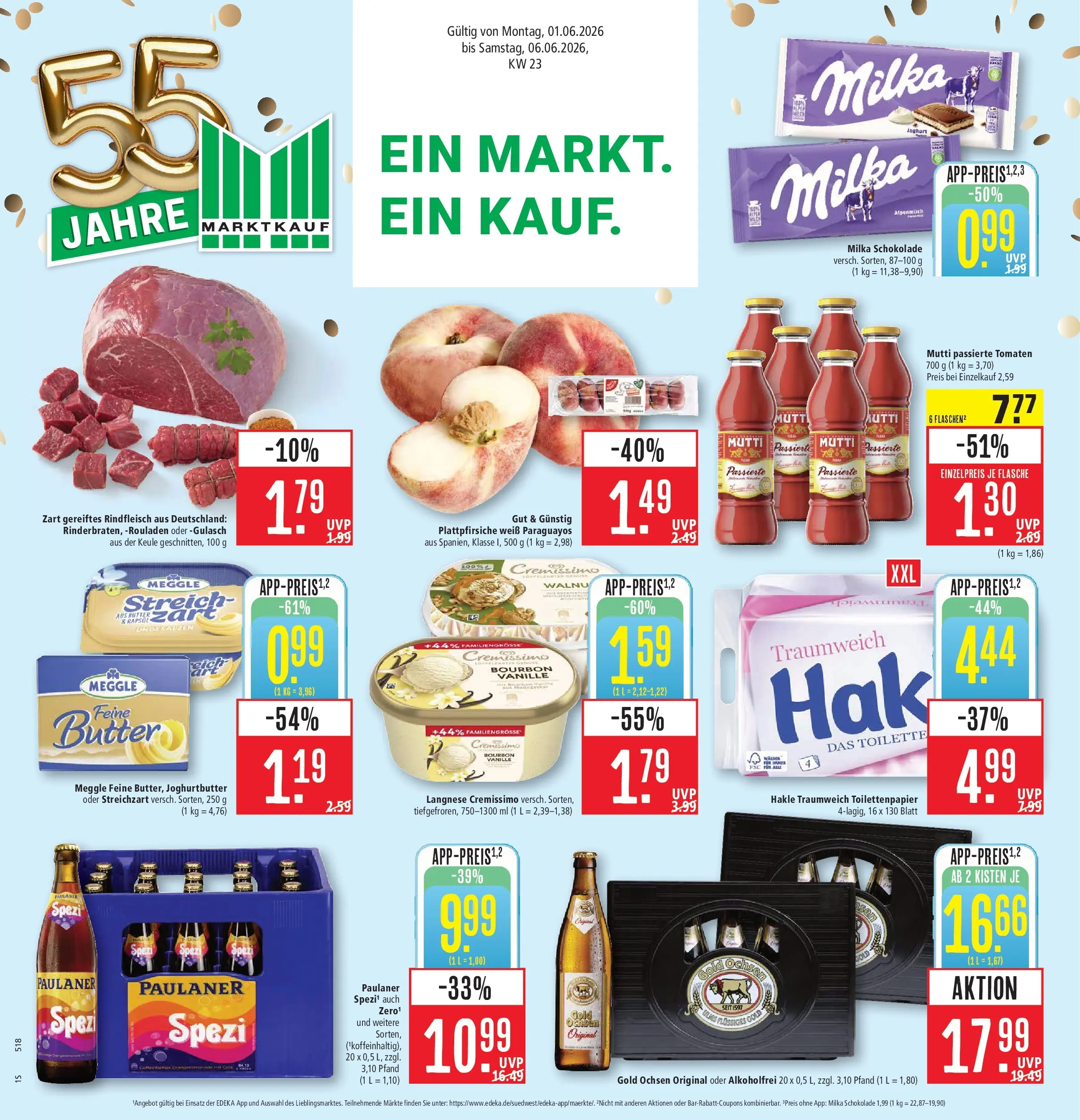 Marktkauf Prospekt Heidenheim (ab 01.06.2026) » Angebote online | Seite: 1 | Produkte: Langnese cremissimo, Cremissimo, Tomaten, Toilettenpapier