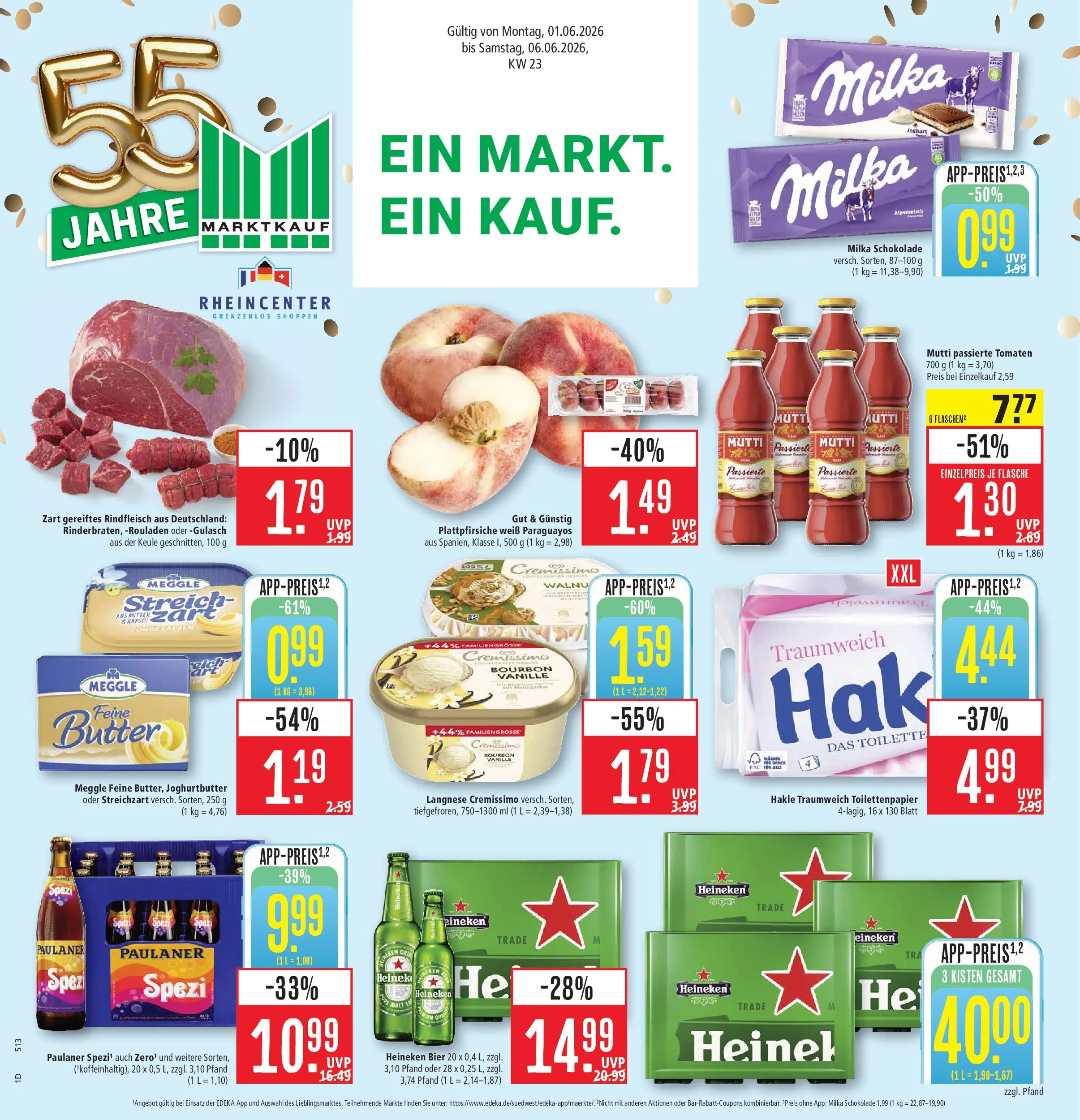 Marktkauf Prospekt Weil Am Rhein (ab 01.06.2026) » Angebote online | Seite: 1 | Produkte: Langnese, Langnese cremissimo, Milka schokolade, Bourbon
