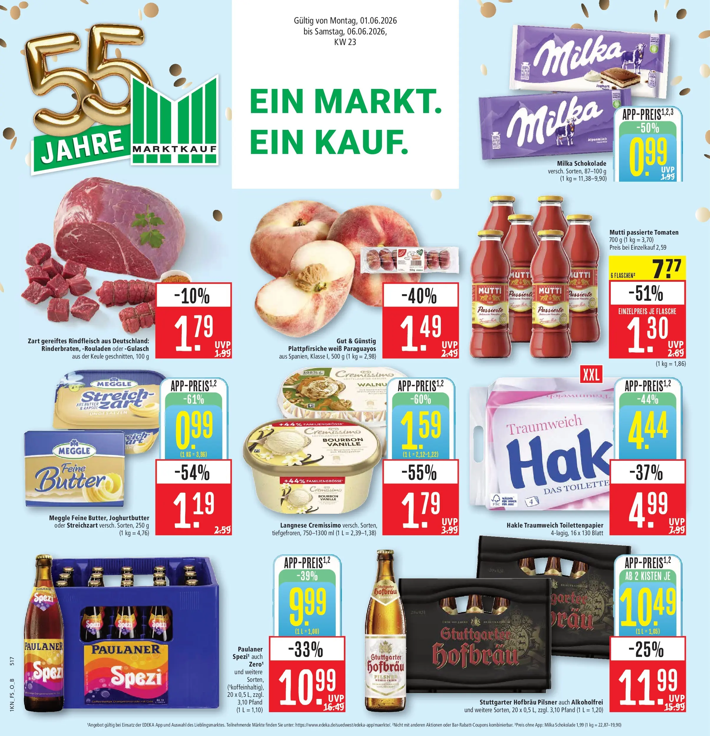 Marktkauf Prospekt Kirchheim (ab 01.06.2026) » Angebote online | Seite: 1 | Produkte: Butter, Schokolade, Gulasch, Bourbon