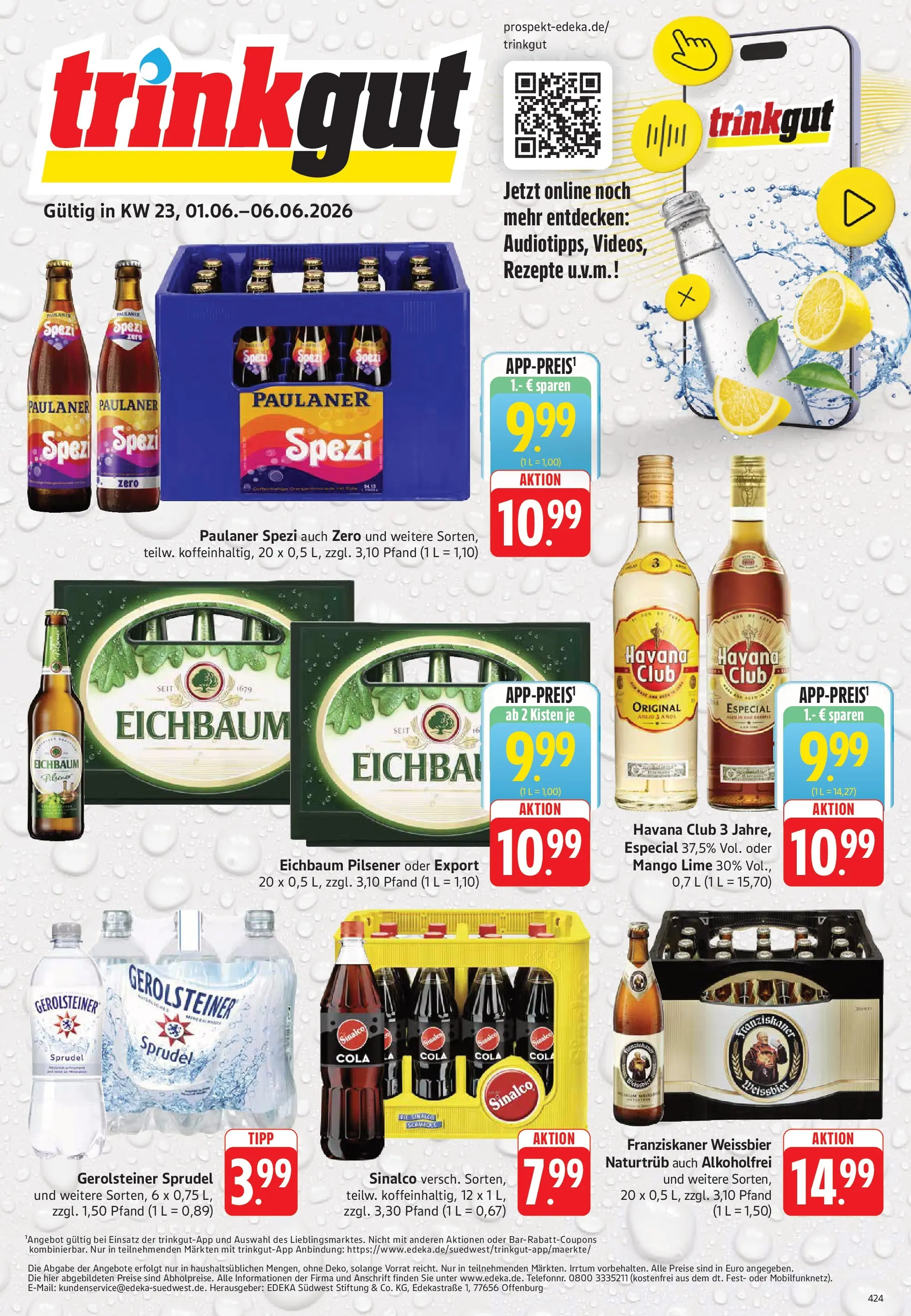 Trinkgut Prospekt Worms (ab 01.06.2026) » Angebote online | Seite: 1 | Produkte: Sinalco, Havana club, Franziskaner, Weißbier