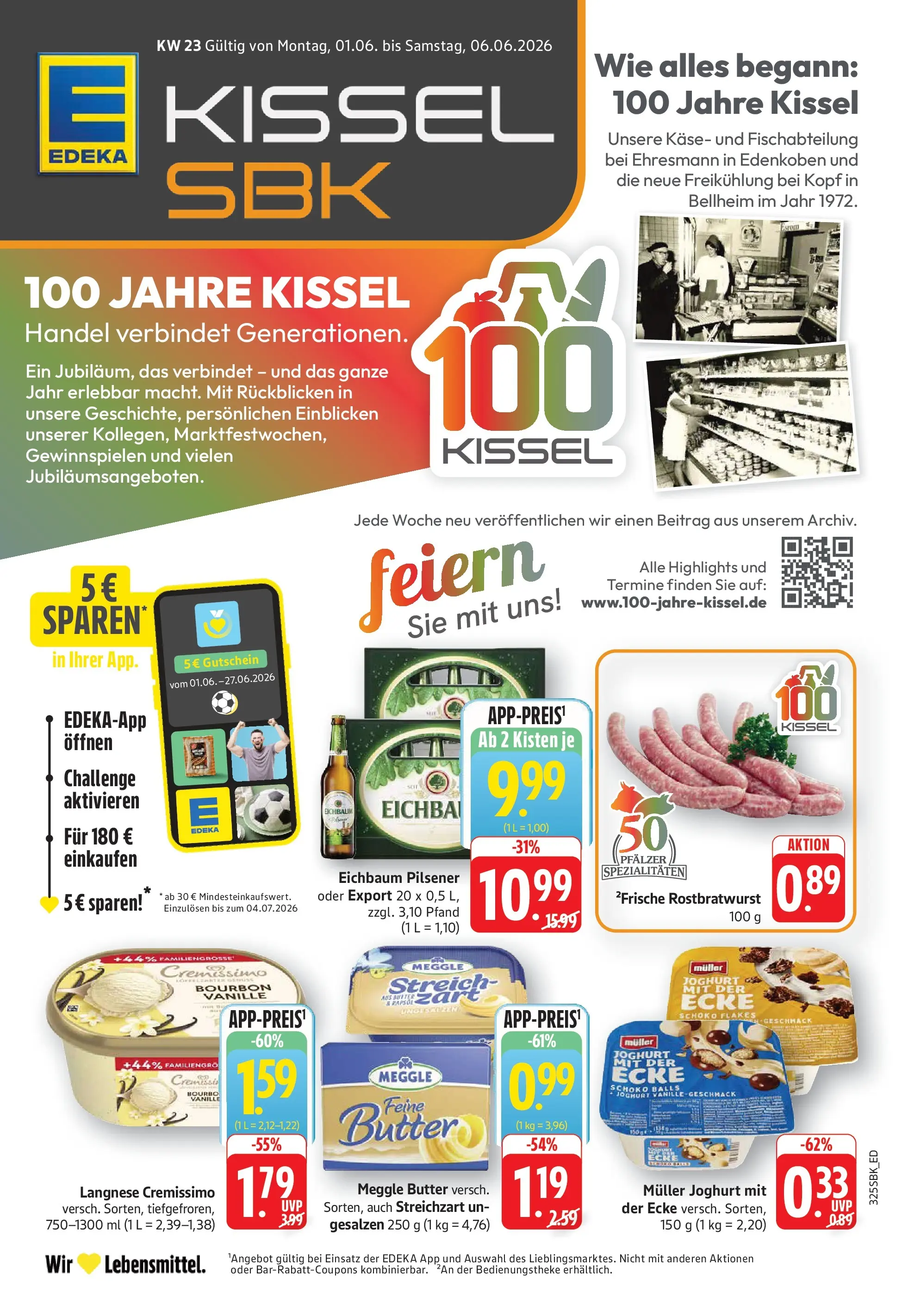Edeka prospekt Walldorf (ab 01.06.2026) » Angebote Online | Seite: 1 | Produkte: Cremissimo, Butter, Käse, Meggle butter