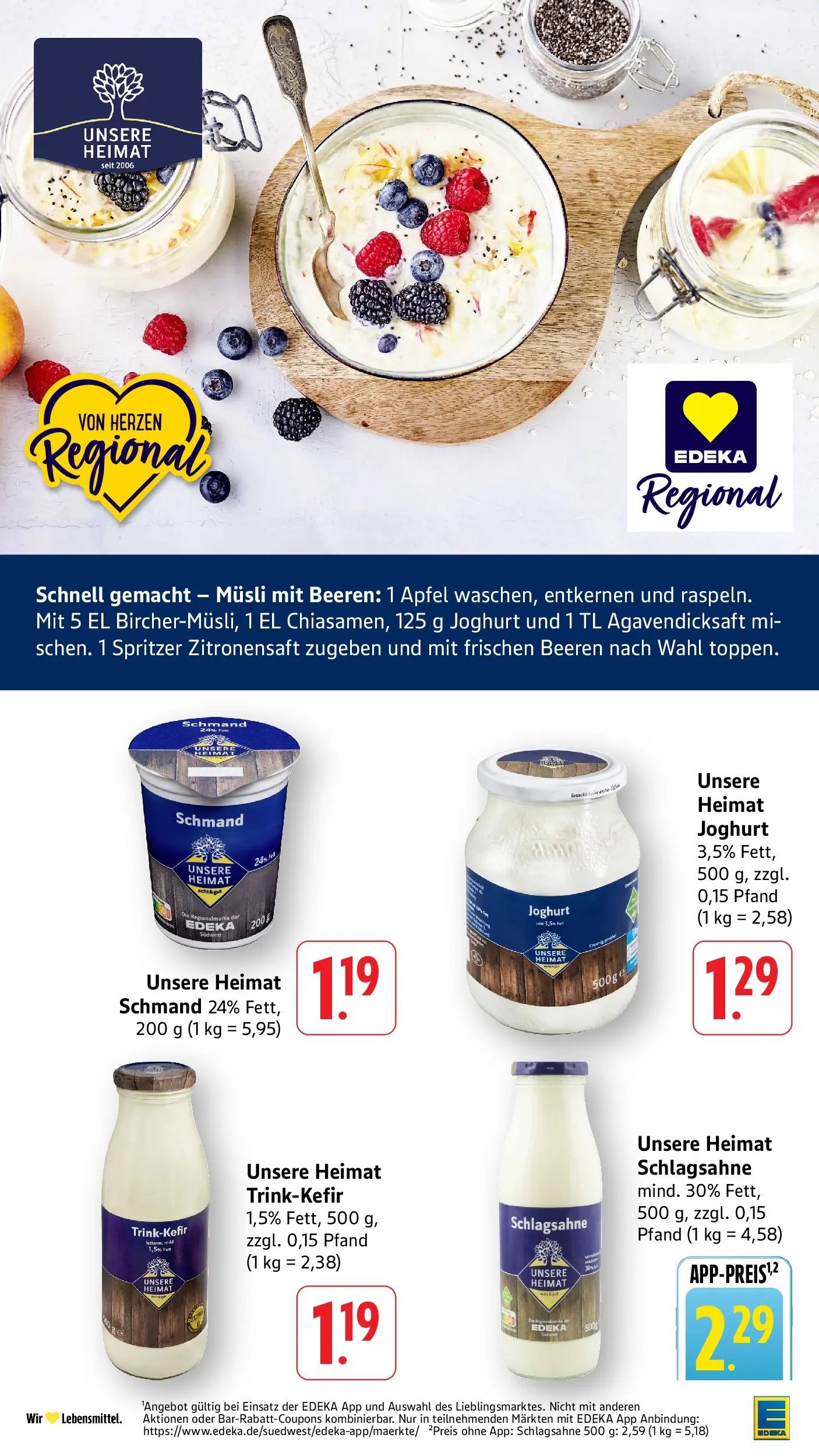Edeka prospekt Ottersweier (ab 31.05.2026) » Angebote Online | Seite: 22 | Produkte: Musli, Schlagsahne, Joghurt, Äpfel