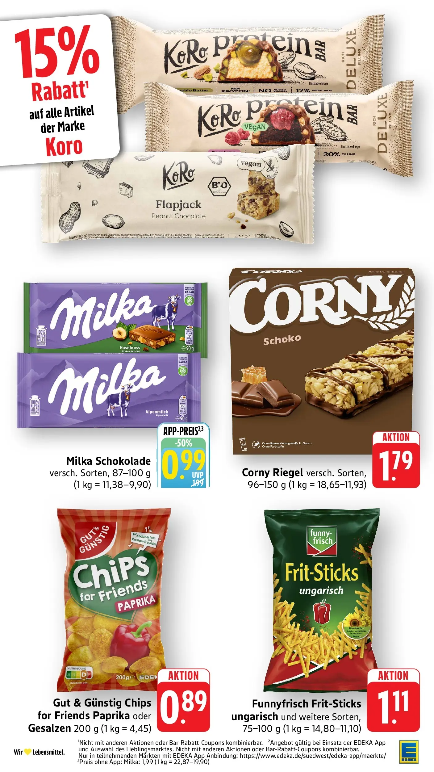 Edeka prospekt Ottersweier (ab 31.05.2026) » Angebote Online | Seite: 26 | Produkte: Corny riegel, Butter, Milka, Chips