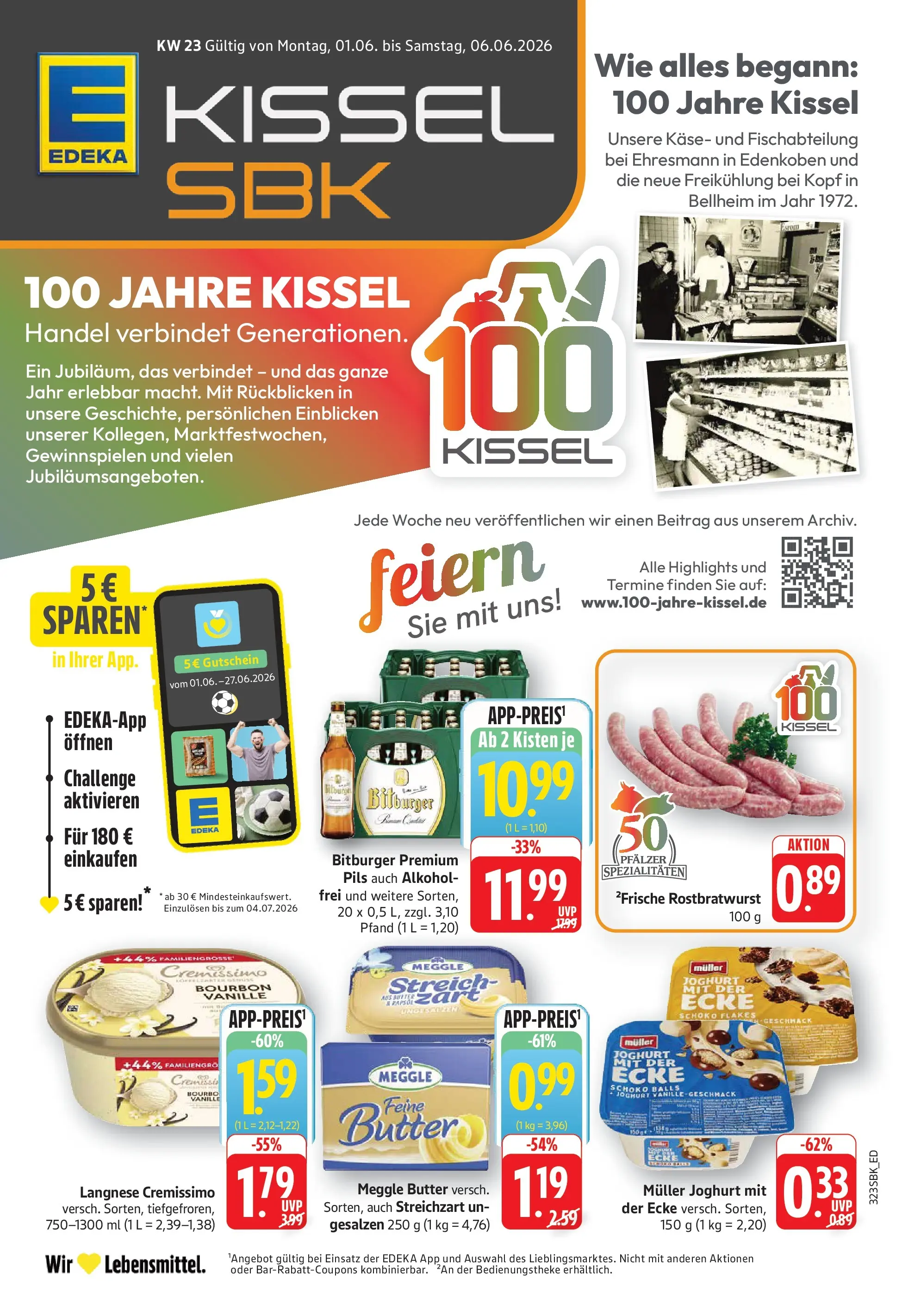 Edeka Prospekt Bad Bergzabern (ab 01.06.2026) » Angebote Online | Seite: 1 | Produkte: Langnese, Butter, Rapsöl, Pils