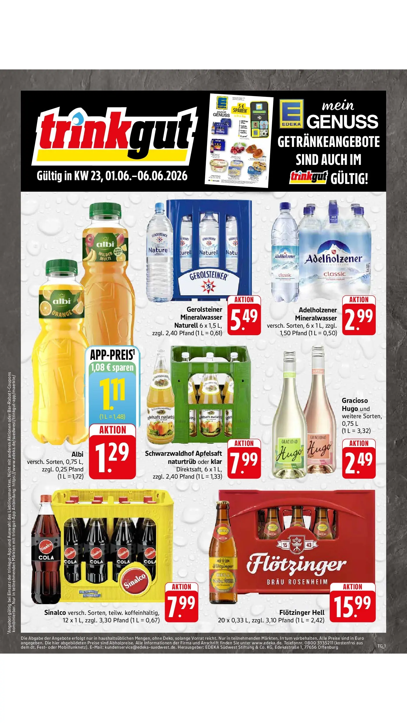 Edeka Prospekt Mössingen (ab 01.06.2026) » Angebote Online | Seite: 52 | Produkte: Sinalco, Cola, Hugo, Gerolsteiner