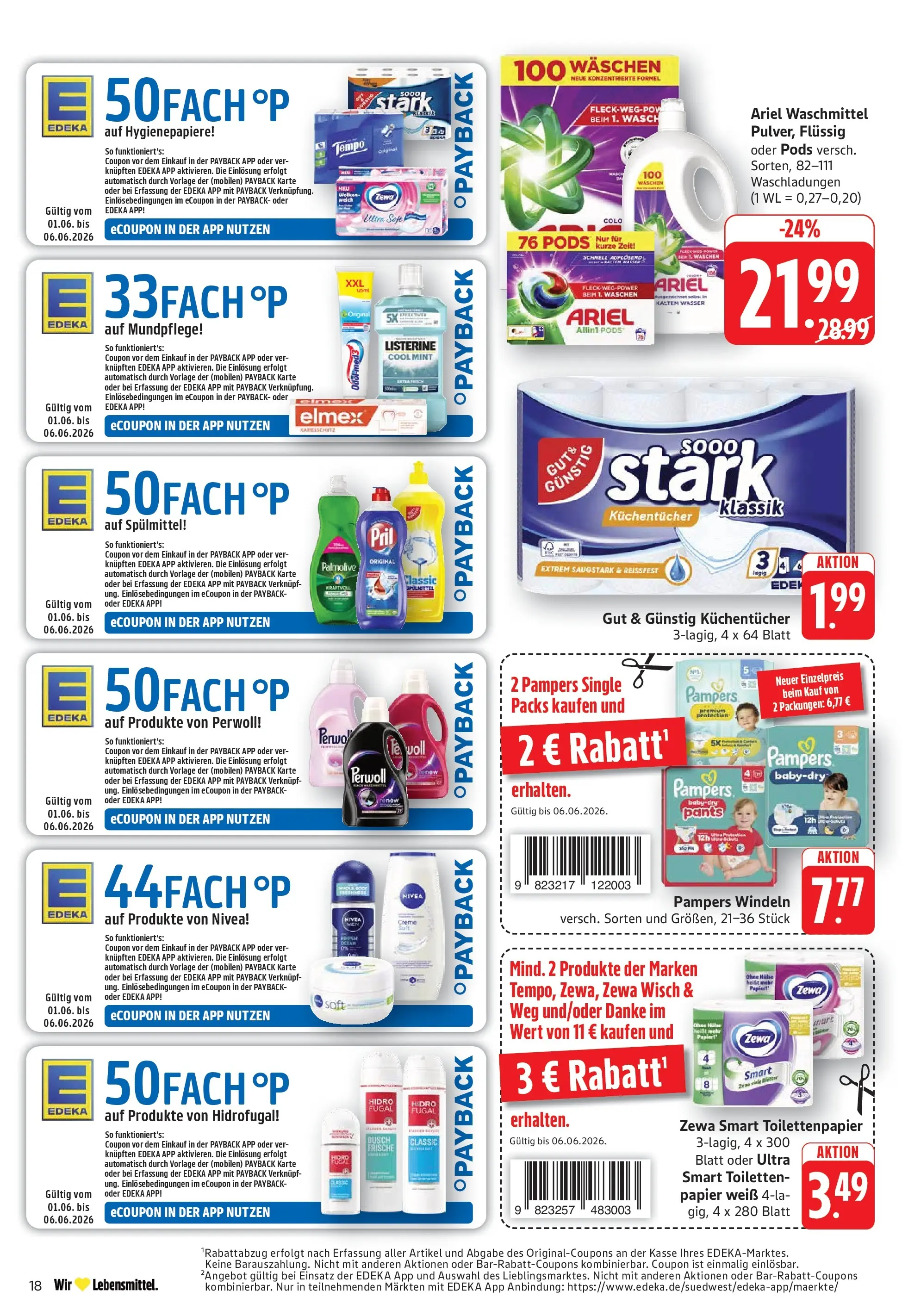 Edeka prospekt Göppingen (ab 01.06.2026) » Angebote Online | Seite: 18 | Produkte: Zewa, Wasser, Pril, Toilettenpapier