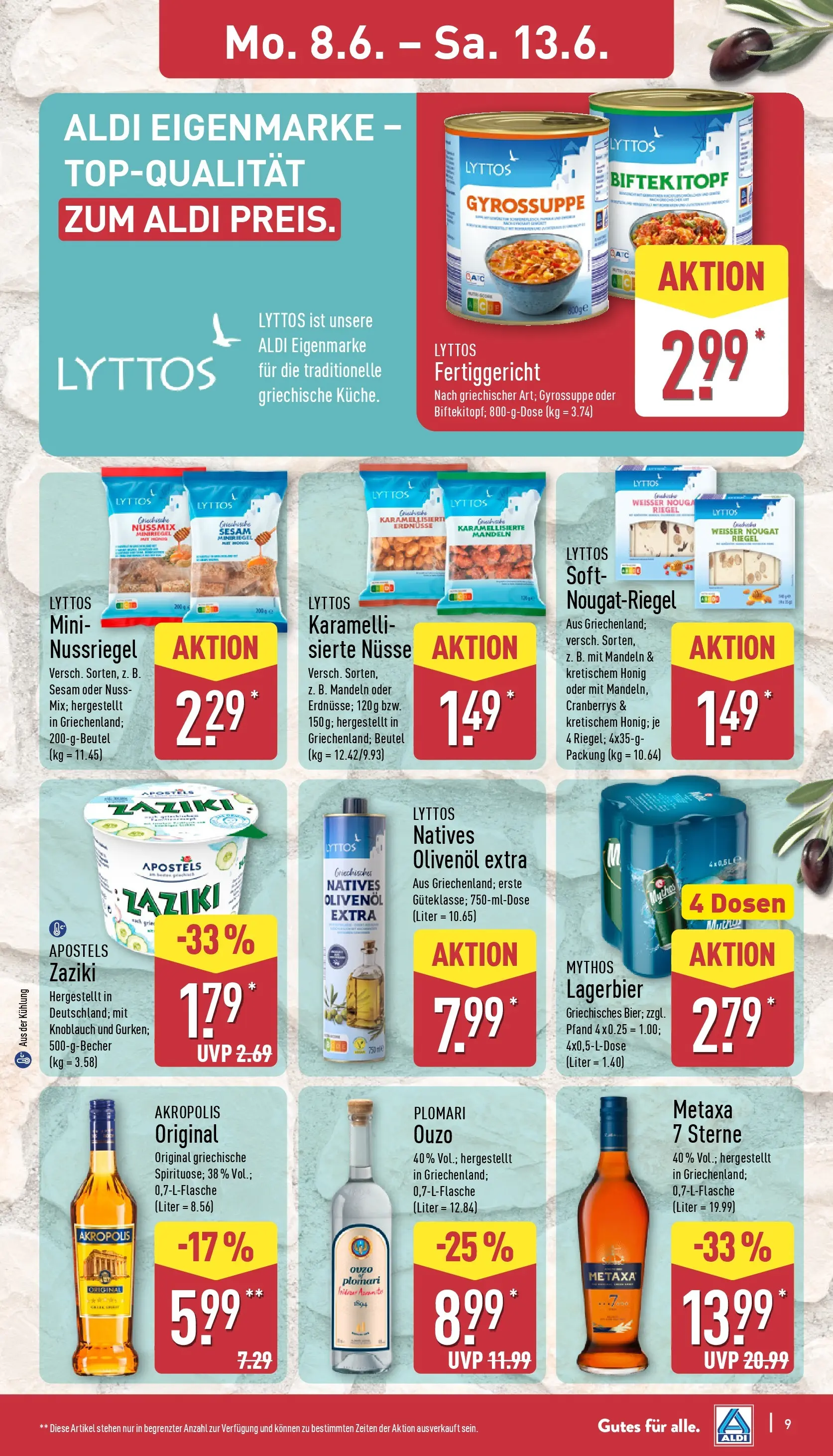 Aldi - ALDI Nord: Wochenangebote (ab 07.06.2026) » Angebote Online | Seite: 13 | Produkte: Erdnüsse, Ouzo, Metaxa, Nüsse