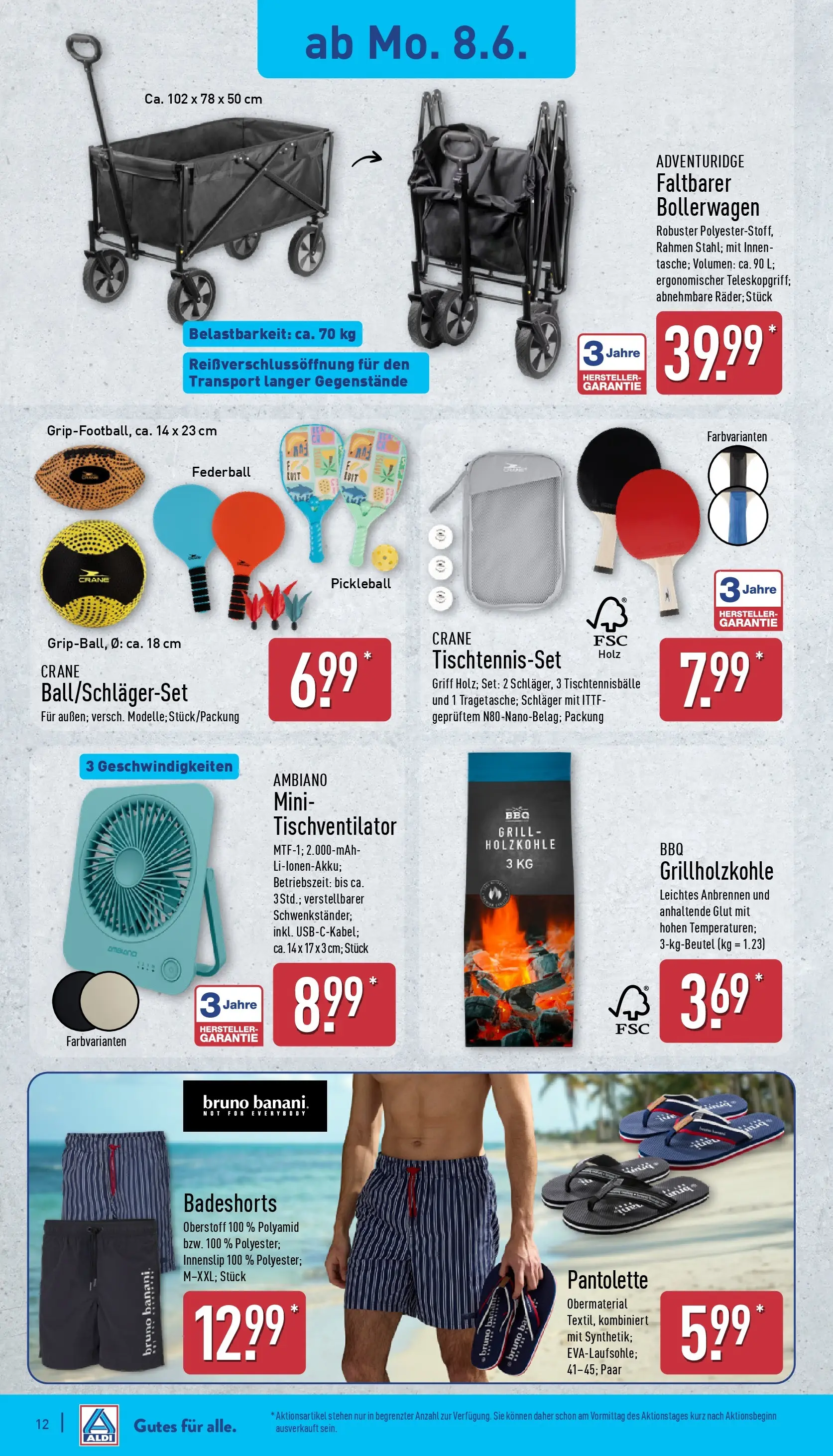 Aldi - ALDI Nord: Wochenangebote (ab 07.06.2026) » Angebote Online | Seite: 16 | Produkte: Badeshorts, Grill, Tischtennisbälle