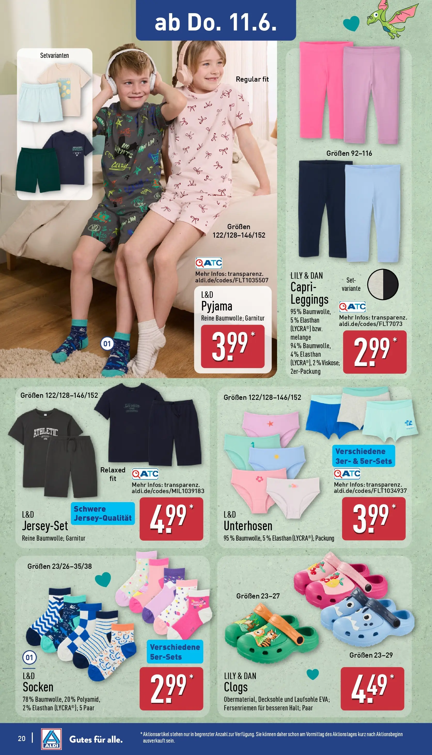 Aldi - ALDI Nord: Wochenangebote (ab 07.06.2026) » Angebote Online | Seite: 24 | Produkte: Socken, Pyjama, Leggings