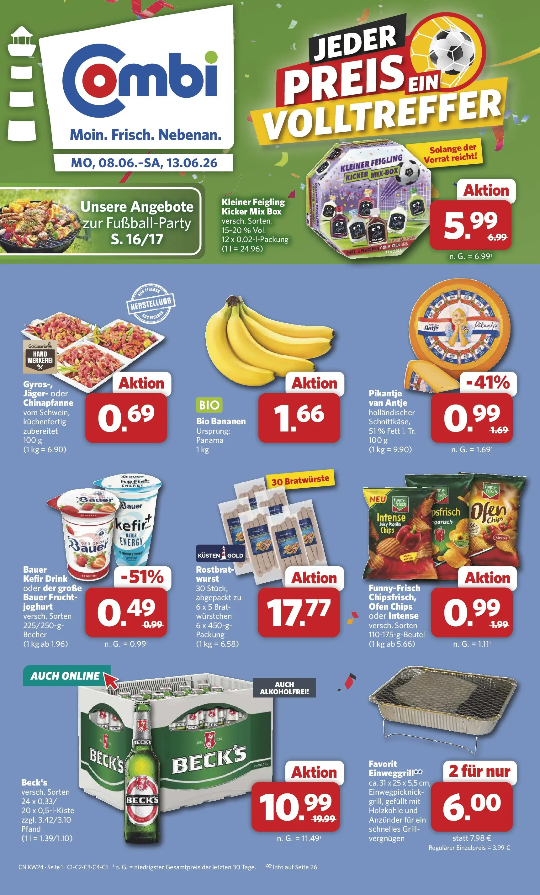 Combi Prospekt Weener (ab 08.06.2026) zum Blättern | Seite: 1 | Produkte: Ofen, Joghurt, Bananen, Paprika