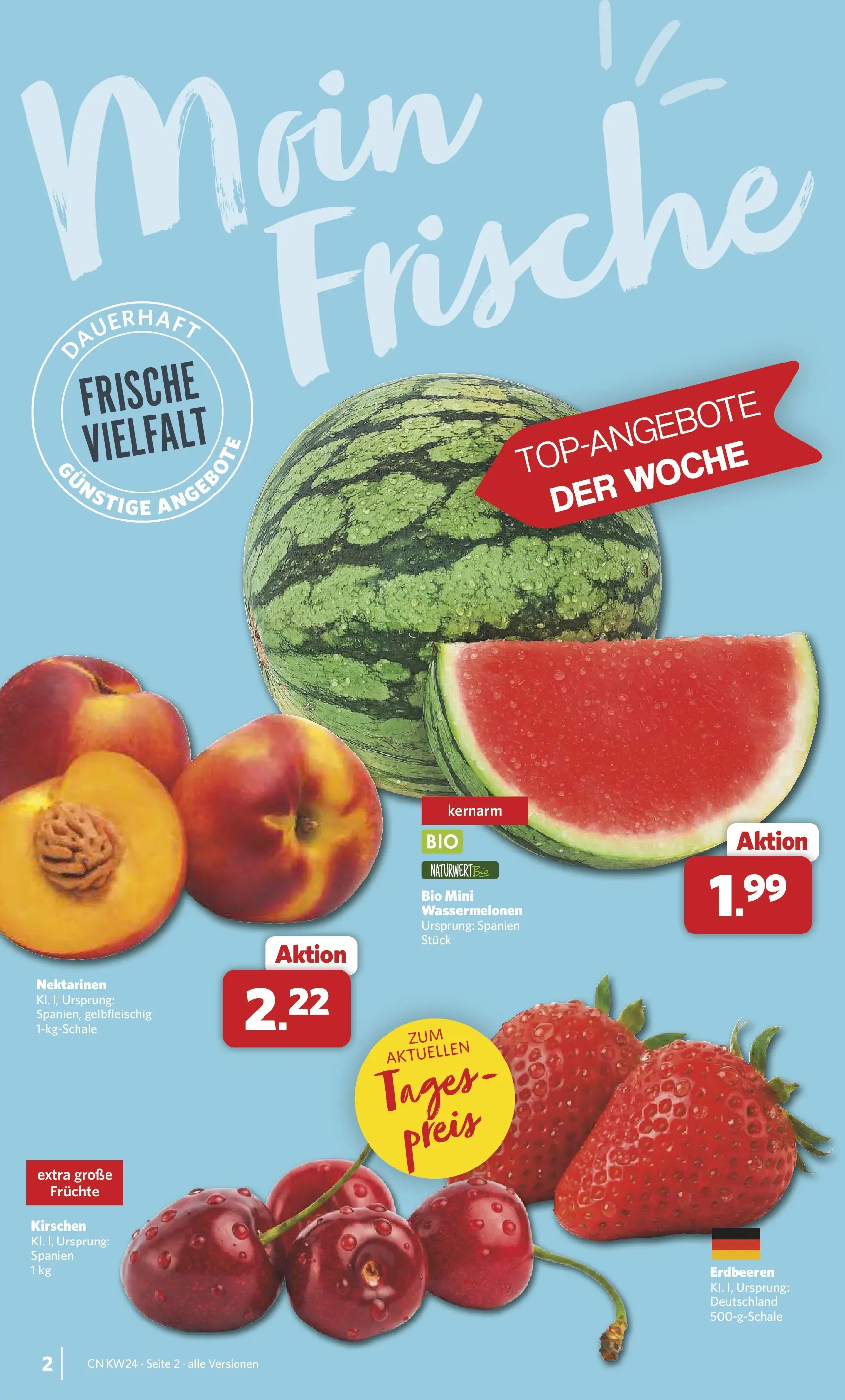 Combi Prospekt Detmold (ab 08.06.2026) zum Blättern | Seite: 2 | Produkte: Nektarinen, Kirschen, Erdbeeren