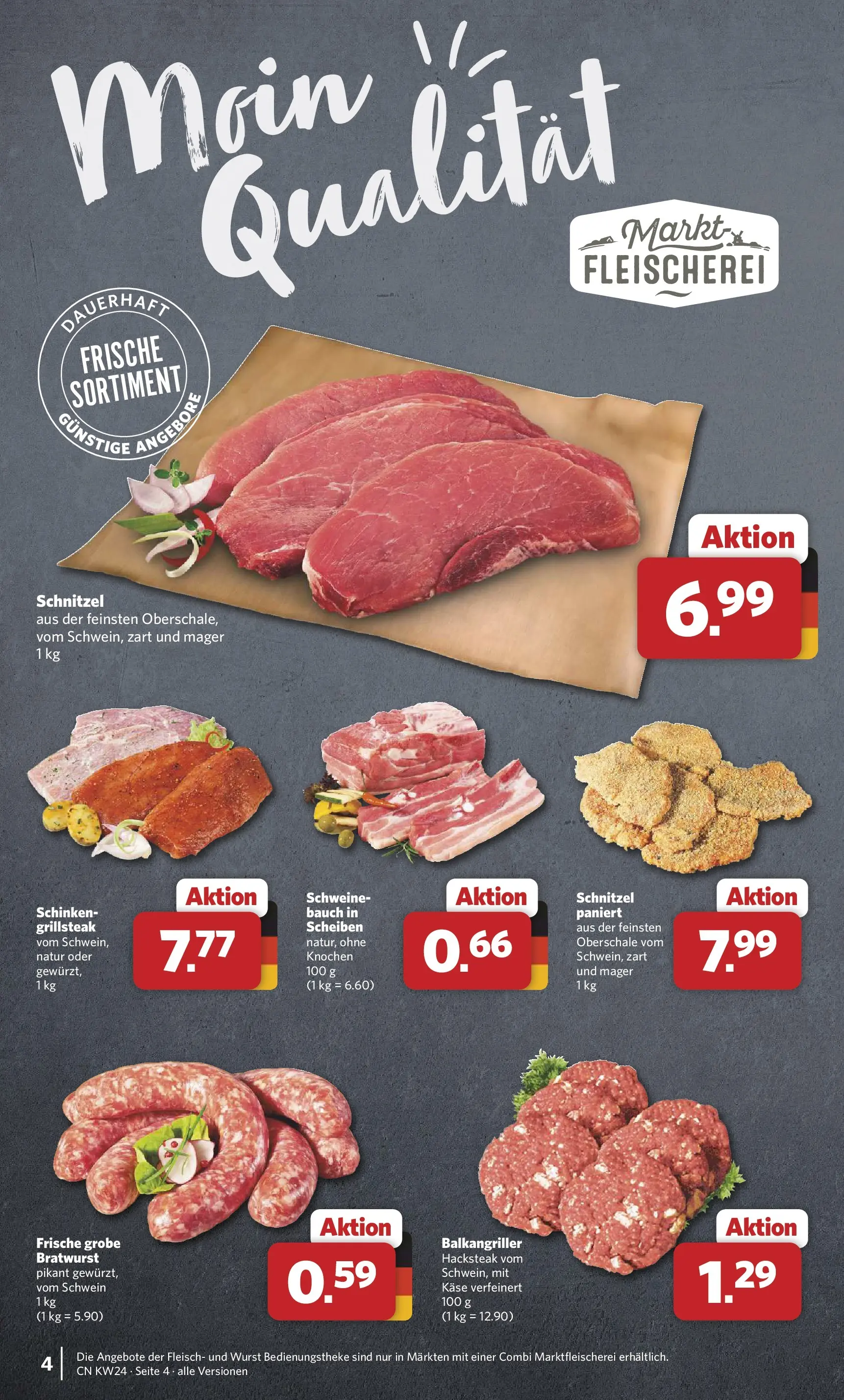 Combi Prospekt Detmold (ab 08.06.2026) zum Blättern | Seite: 4 | Produkte: Schnitzel, Wurst, Schinken, Fleisch