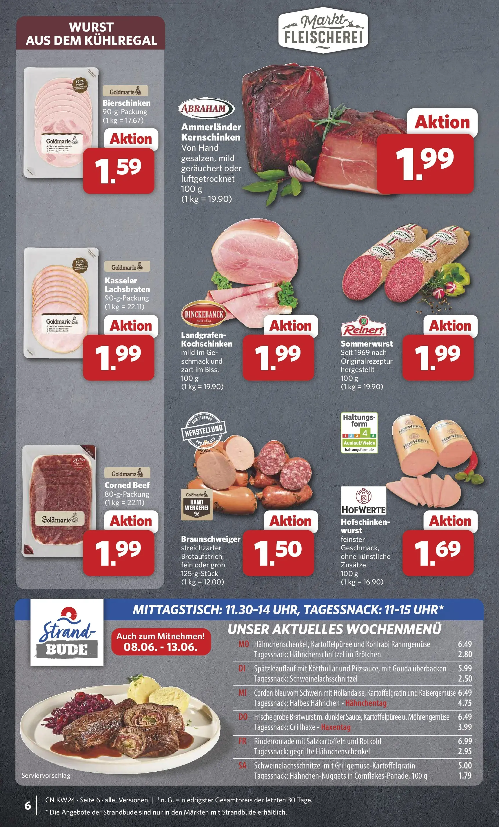 Combi Prospekt Detmold (ab 08.06.2026) zum Blättern | Seite: 6 | Produkte: Hahnchen, Hahnchenschenkel, Bratwurst, Wurst