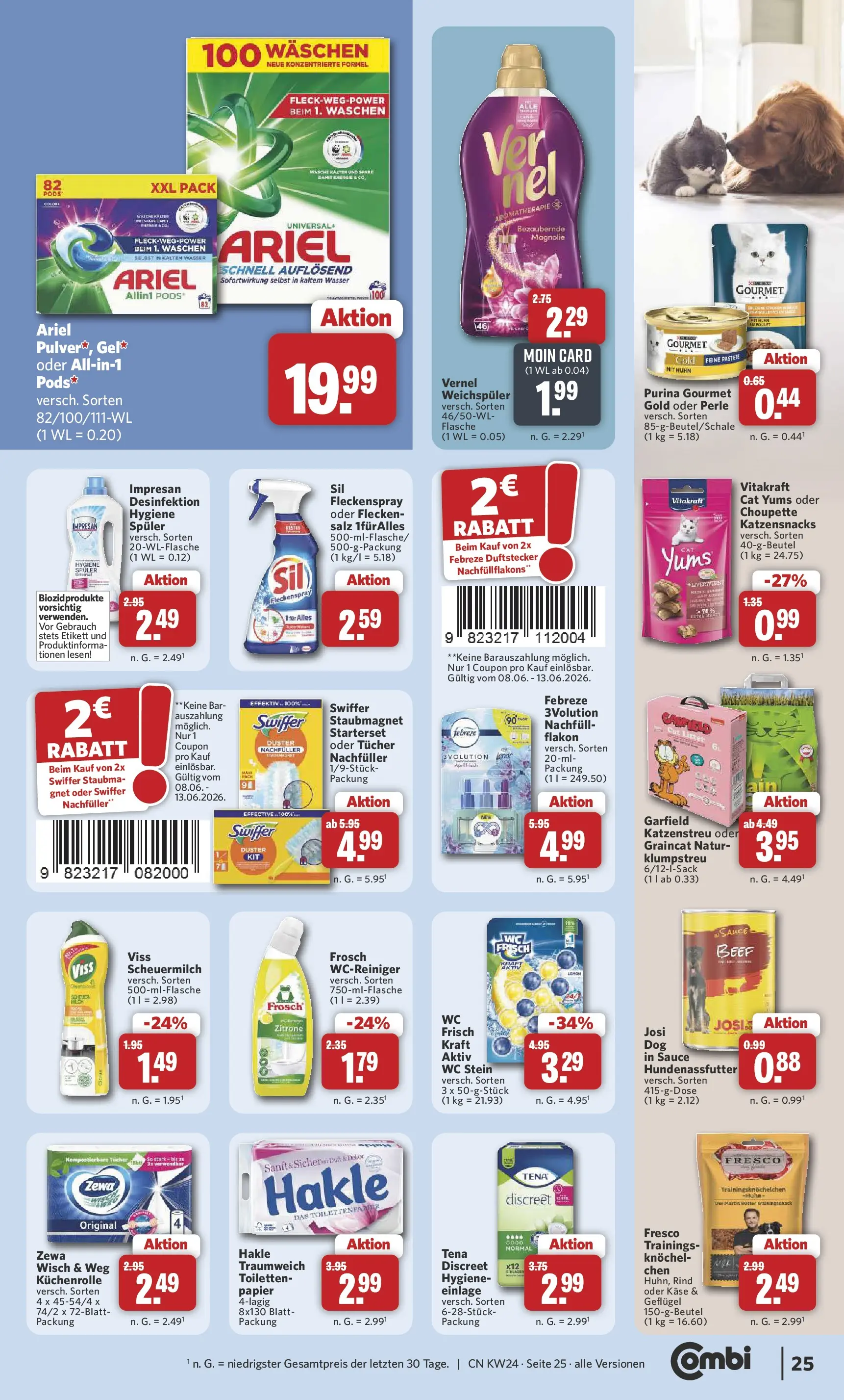 Combi Prospekt Detmold (ab 08.06.2026) zum Blättern | Seite: 27 | Produkte: Ariel, Weichspüler, Swiffer, Küchenrolle