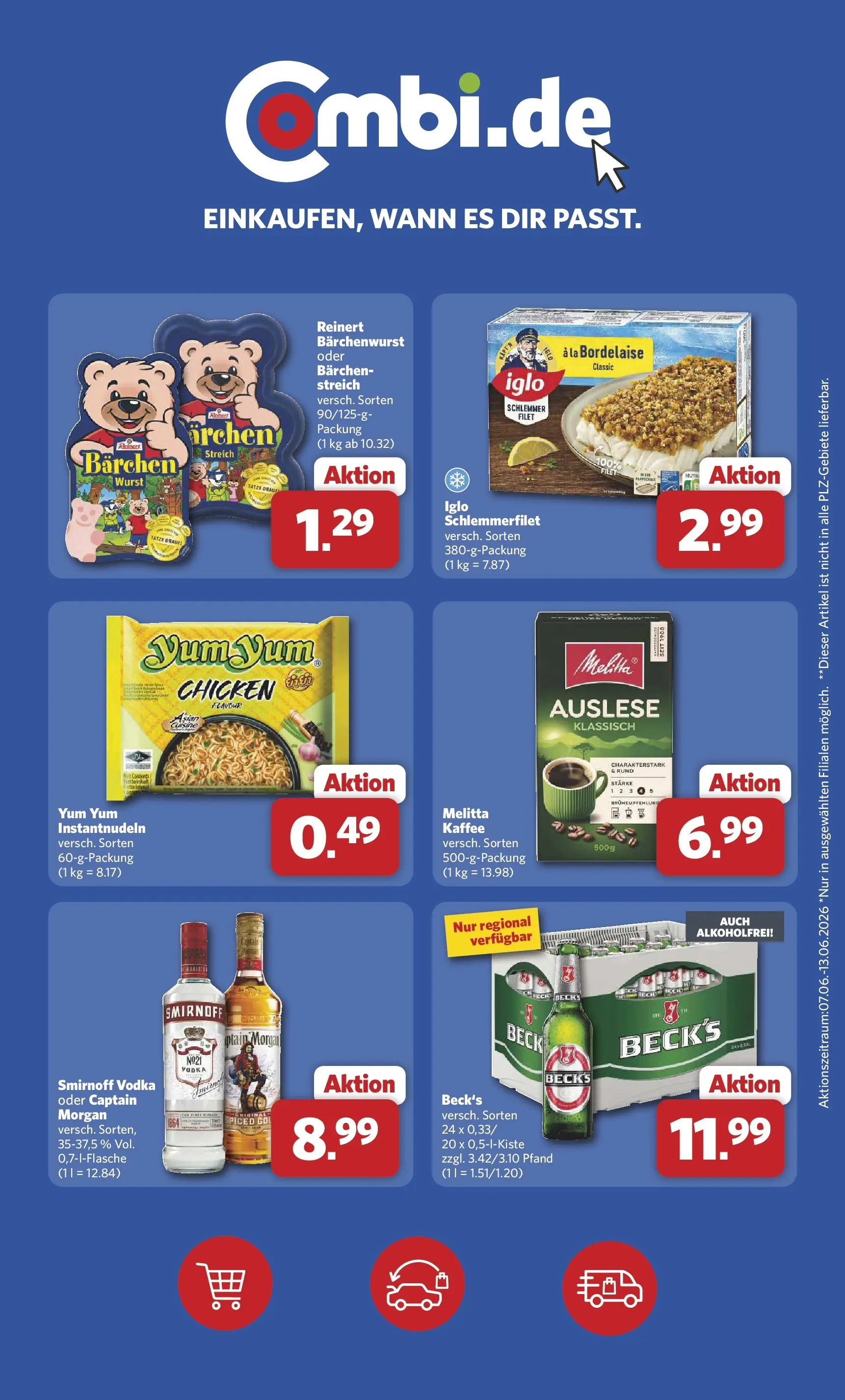 Combi Prospekt Detmold (ab 08.06.2026) zum Blättern | Seite: 34 | Produkte: Melitta kaffee, Iglo, Wurst, Iglo schlemmerfilet