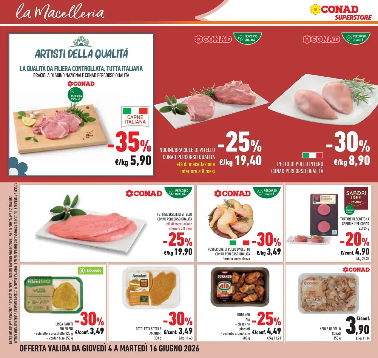 Volantino Conad dal 04/06/2026 > Anteprima | Pagina: 20 | Prodotti: Petto di Pollo, Pollo, Suino, Crocchette