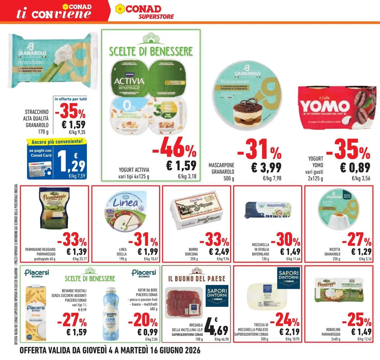 Volantino Conad dal 04/06/2026 > Anteprima | Pagina: 24 | Prodotti: Yogurt, Pesca, Ricotta, Parmigiano