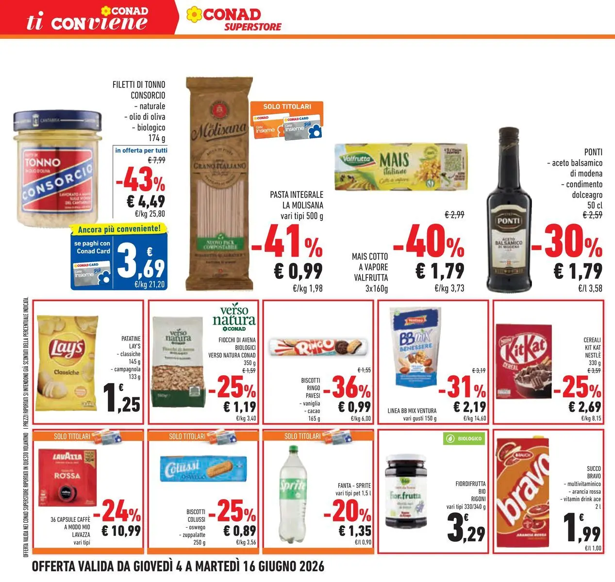 Volantino Conad dal 04/06/2026 > Anteprima | Pagina: 28 | Prodotti: Pasta, Fanta, Cacao, Lavazza