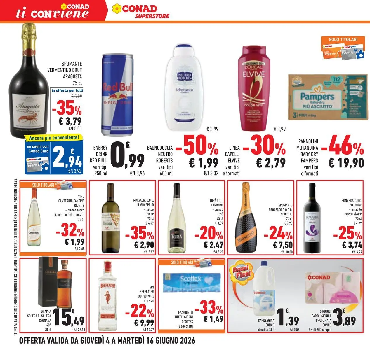 Volantino Conad dal 04/06/2026 > Anteprima | Pagina: 30 | Prodotti: Carta igienica, Fazzoletti, Prosecco, Spumante