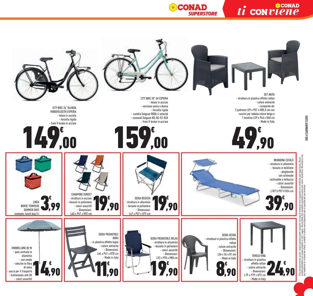 Volantino Conad dal 04/06/2026 > Anteprima | Pagina: 33 | Prodotti: Tavolino, Ombrellone, Alluminio, Sedia
