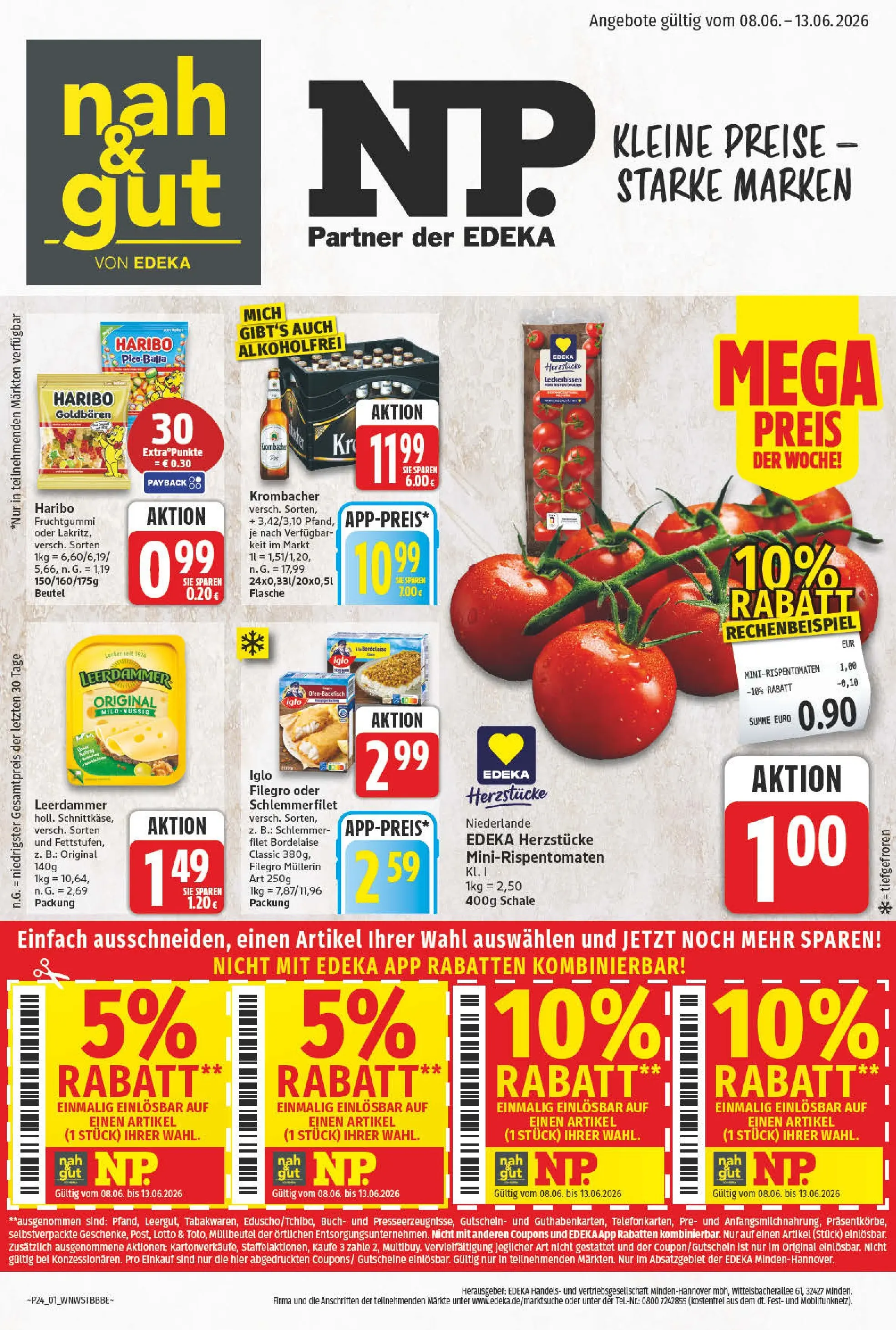 Angebote - Wochenangebote (ab 07.06.2026) zum Blättern | Seite: 1 | Produkte: Haribo, Iglo, Leerdammer, Krombacher
