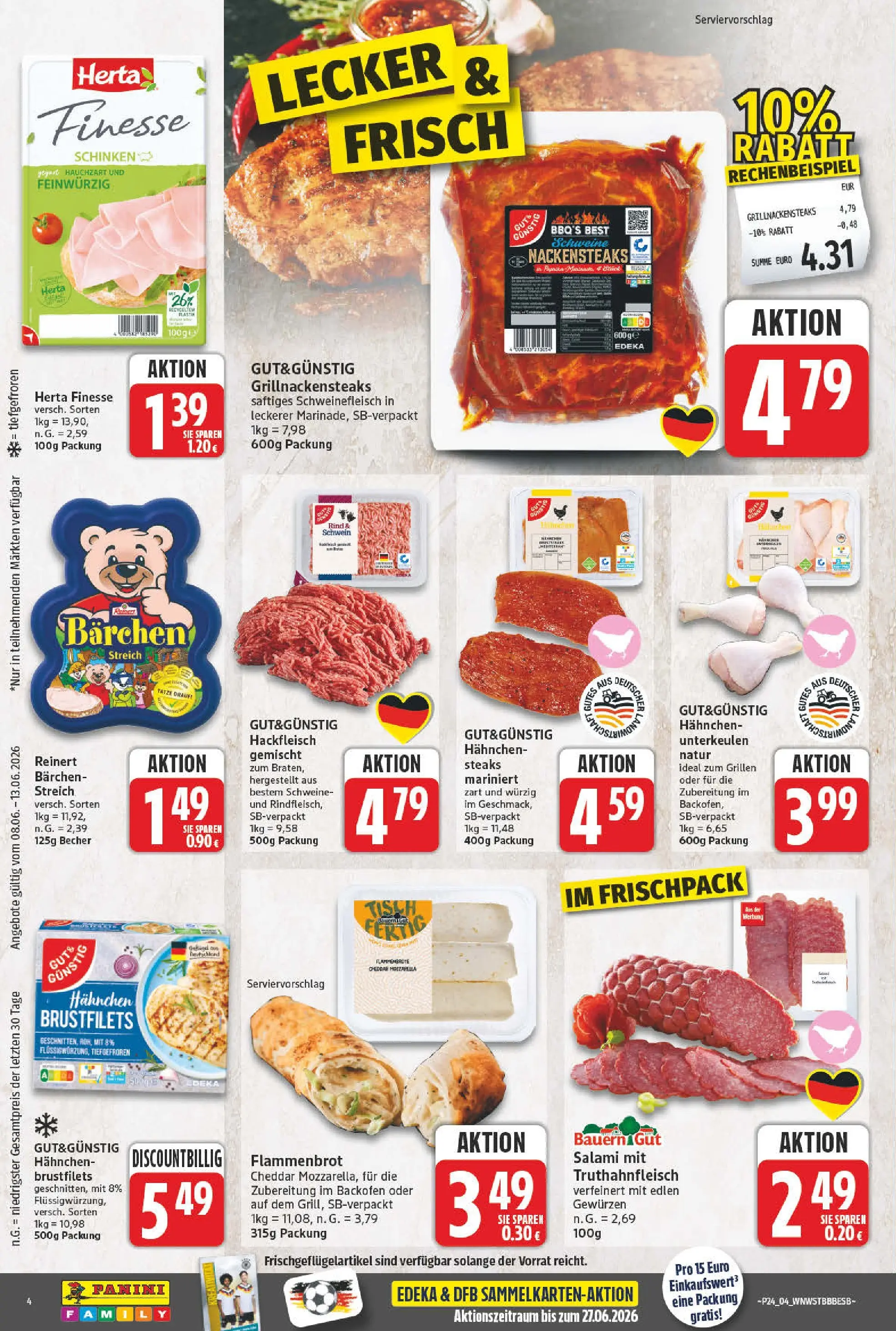 Angebote - Wochenangebote (ab 07.06.2026) zum Blättern | Seite: 4 | Produkte: Salami, Schinken, Schweinefleisch, Herta finesse