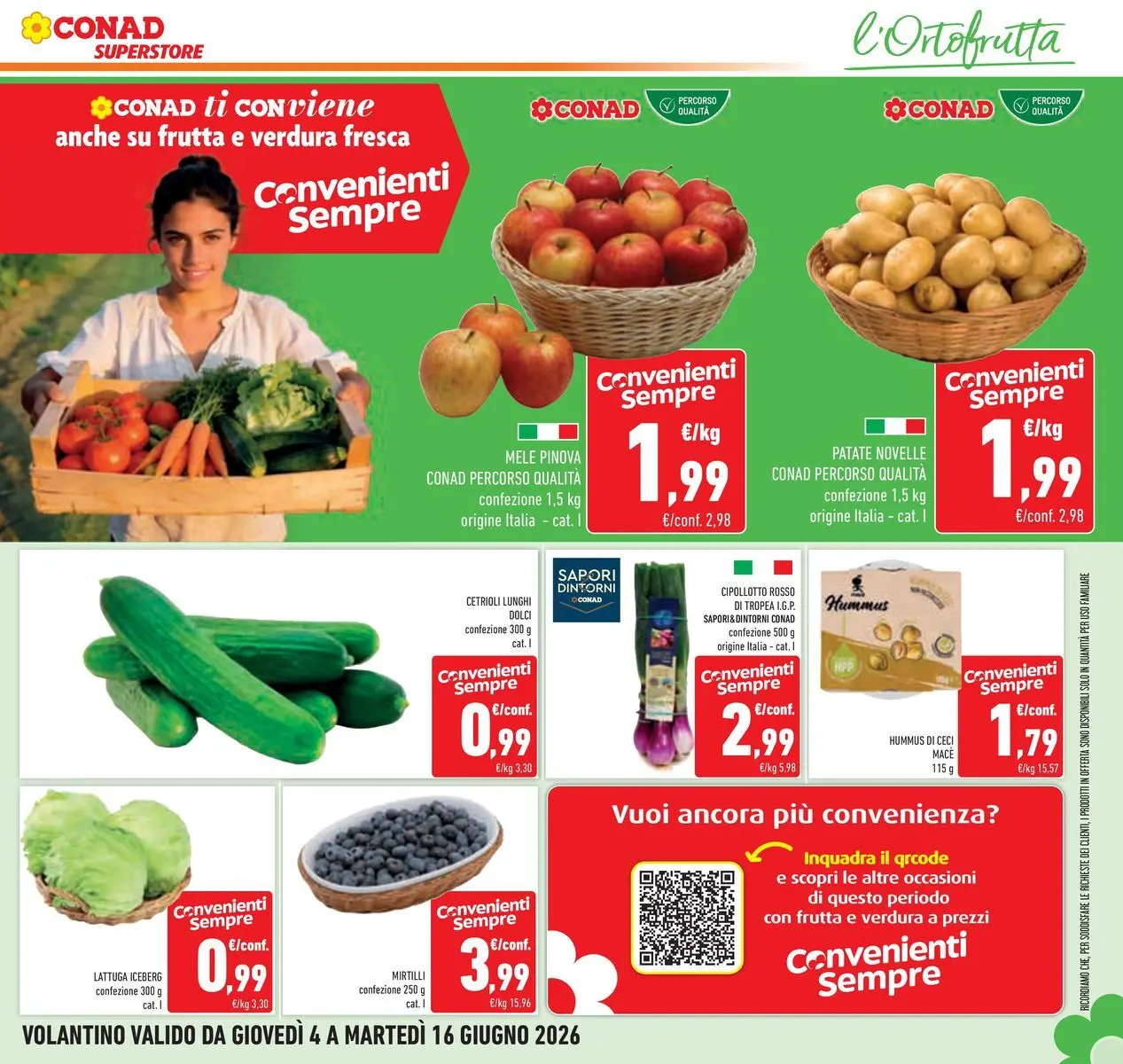 Volantino Conad dal 04/06/2026 > Anteprima | Pagina: 11 | Prodotti: Mele, Patate, Mirtilli, Lattuga