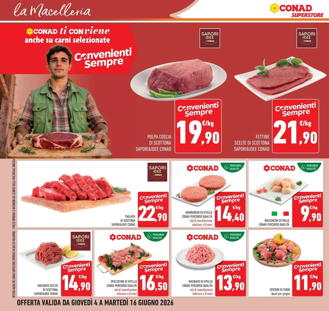 Volantino Conad dal 04/06/2026 > Anteprima | Pagina: 14 | Prodotti: Pollo, Suino, Hamburger, Spiedini