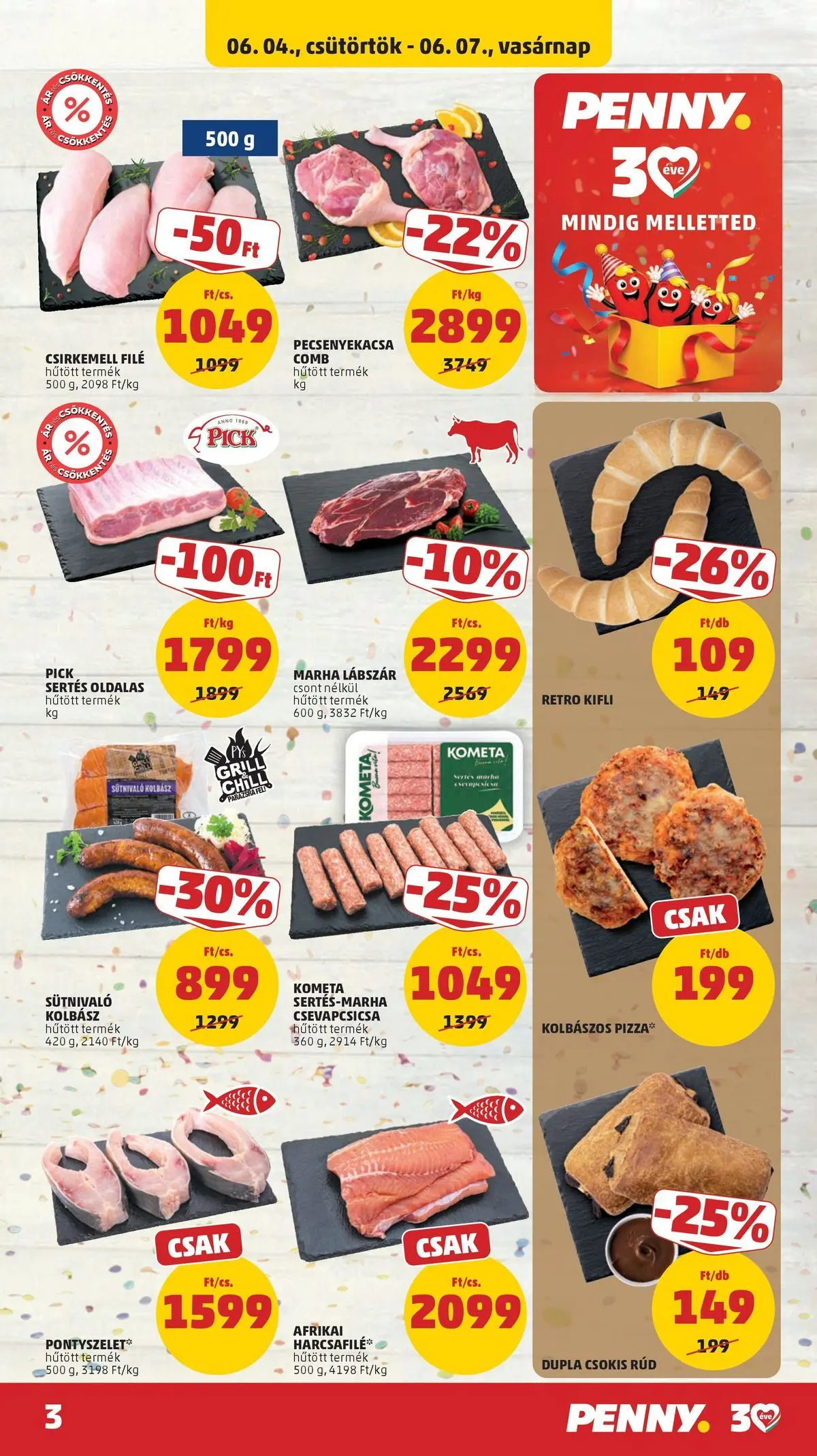 PENNY - Penny újság érvényessége 2026.06.10-ig: 2026.06.03.-tól lapozható | Oldal: 3 | Termékek: Croissant, Kifli, Pizza, Csirkemell