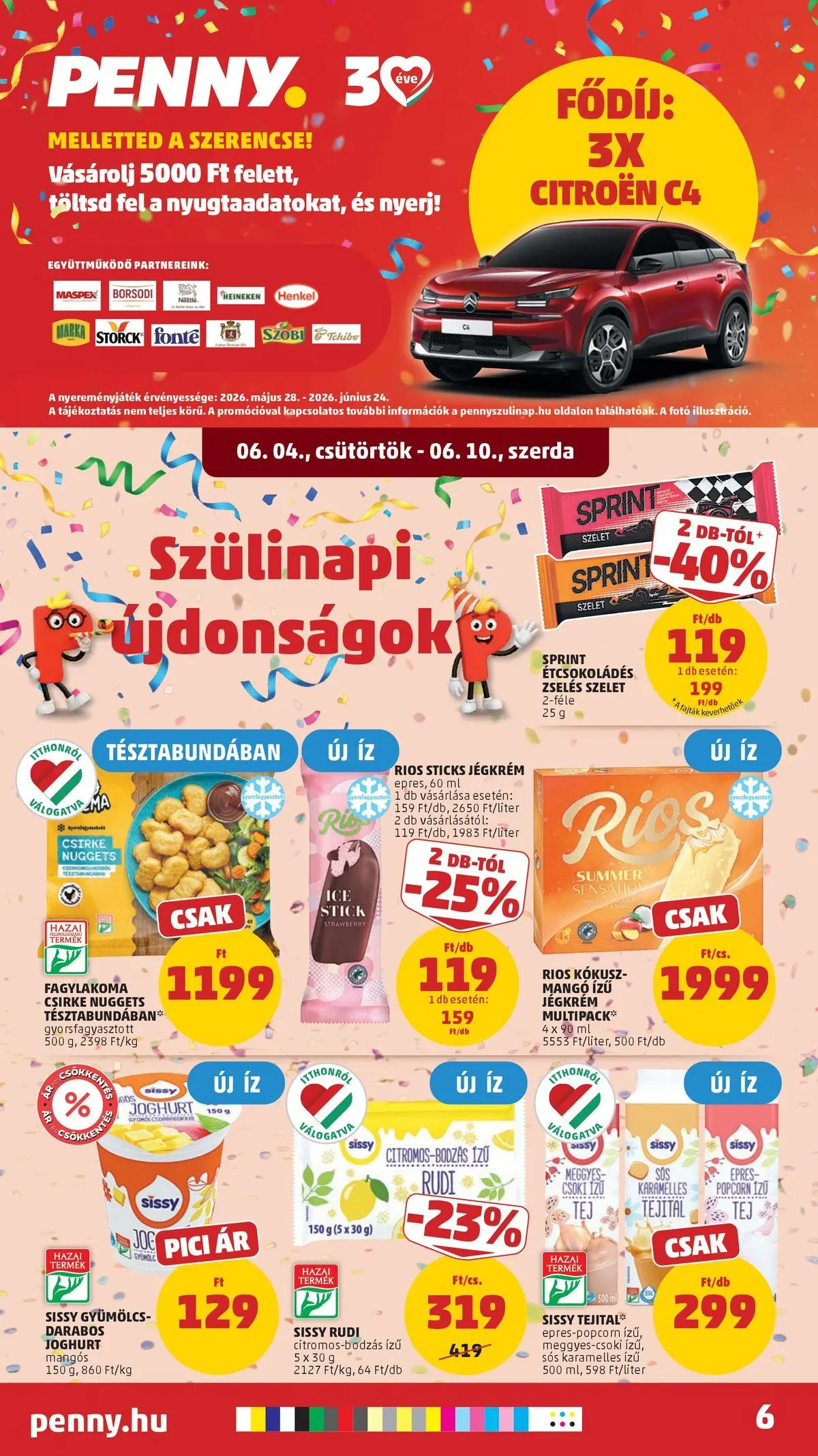 PENNY - Penny újság érvényessége 2026.06.10-ig: 2026.06.03.-tól lapozható | Oldal: 6 | Termékek: Gyümölcs, Kokusz, Popcorn, Tej