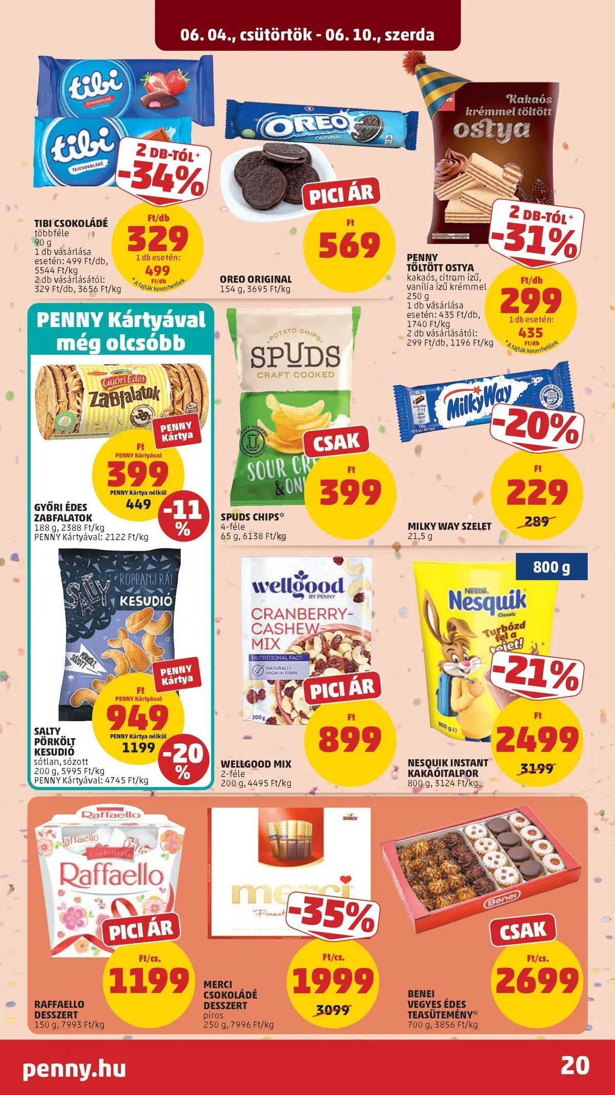 PENNY - Penny újság érvényessége 2026.06.10-ig: 2026.06.03.-tól lapozható | Oldal: 20 | Termékek: Chips, Kesudió, Nesquik, Tea