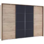 M&ouml;belix Schwebet&uuml;renschrank mit Glas 316 cm Bensheim, Eiche/Grau