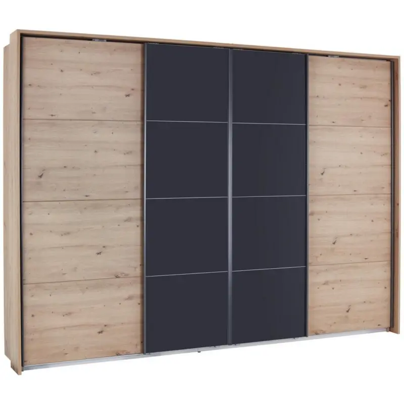 Schwebet&uuml;renschrank mit Glas 316 cm Bensheim, Eiche/Grau