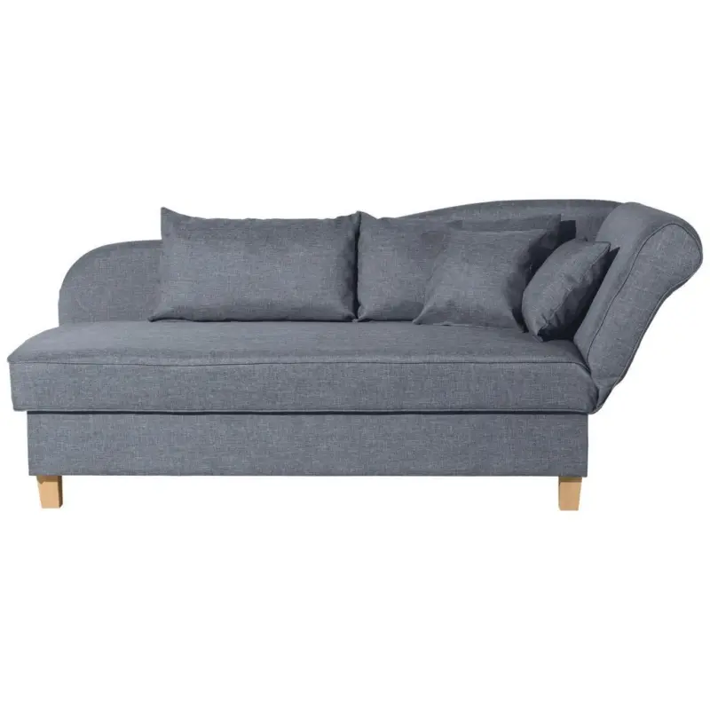 Recamiere Selma Blau rechts mit Bettkasten+Schlaffunktion