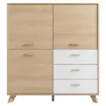 M&ouml;belix Highboard Bastian Eiche Bianco/Wei&szlig; B: 120 cm