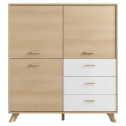 Highboard Bastian Eiche Bianco/Wei&szlig; B: 120 cm