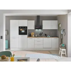Einbauk&uuml;che K&uuml;chenblock M&ouml;belix Turin Wei&szlig;/Eiche Dekor B: 340 cm