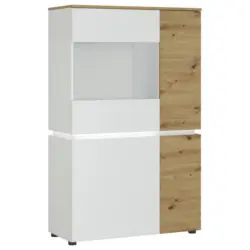 Vitrine Luci Wei&szlig; Eiche Artisan/Wei&szlig; B: 90,4 cm