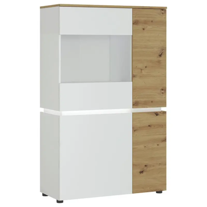 Vitrine Luci Wei&szlig; Eiche Artisan/Wei&szlig; B: 90,4 cm