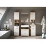 M&ouml;belix Badezimmer Lambada Eiche Dekor/Wei&szlig; B: 134 cm