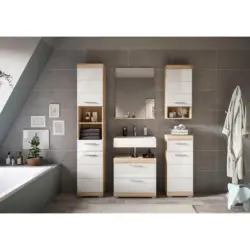 Badezimmer Lambada Eiche Dekor/Wei&szlig; B: 134 cm