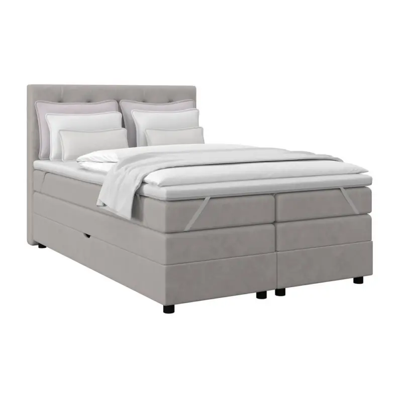 Boxspringbett Elio Silberfarben 140x200 cm H2