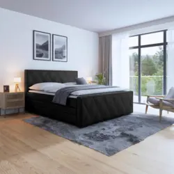 Boxspringbett mit Bettkasten Porto 180x200 cm Schwarz
