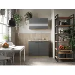 M&ouml;belix MINIK&Uuml;CHE Merle Grau/Eiche Dekor B:100cm