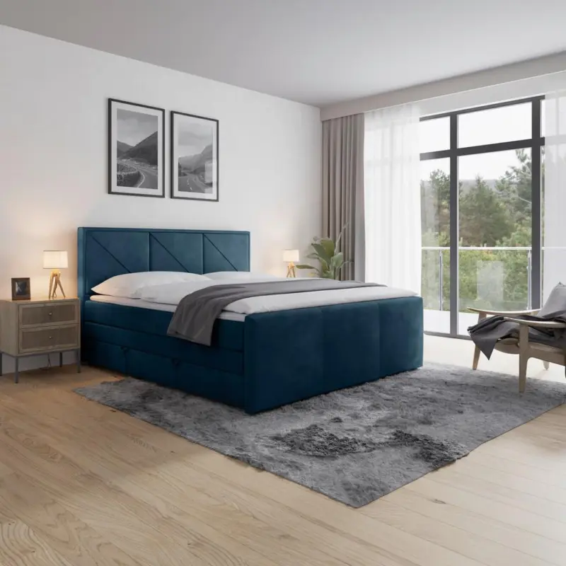 Boxspringbett mit Bettkasten Bologna 180x200 cm Blau