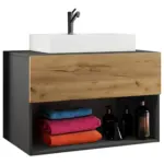 M&ouml;belix Badm&ouml;bel-Set 2-teilig. Lendas B: 80 cm Anthrazit/Eiche Dekor