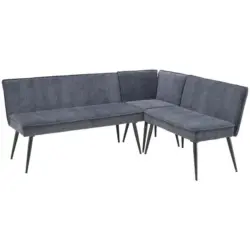 Eckbank Grau Leinenoptik Polyester Aleks 195x157 cm