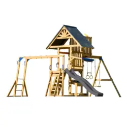 SPIELTURM MIT RUTSCHE GRAU